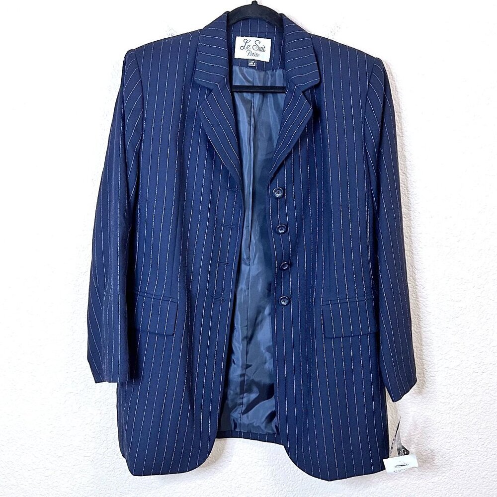 Blue Stripes NWT Structured Preppy Academia Office Blazer Suit Jacket Women 12P